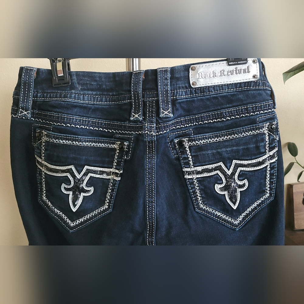 Rock Revival Easy Bootcut Jeans Women's 34x31 Dark Wash Like New